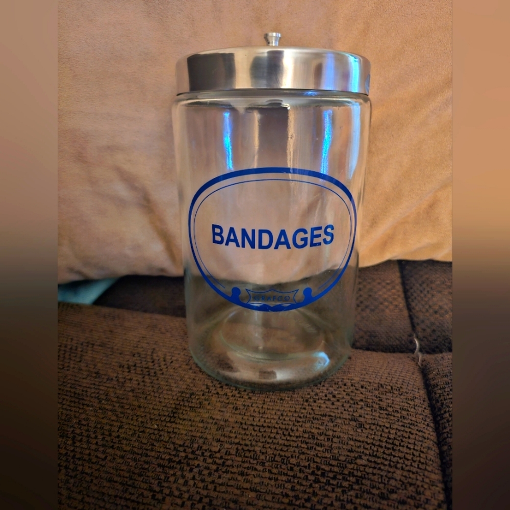 7" Vtg. Grafco Sundry Jar *Medical/Apothecary Bandages